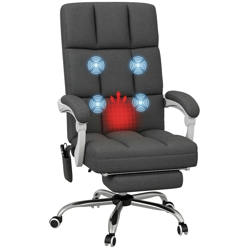 image 1 of Vinsetto Massage Office Chair w/ Heat, Ergonomic Desk Chair w/ Footrest, Grey