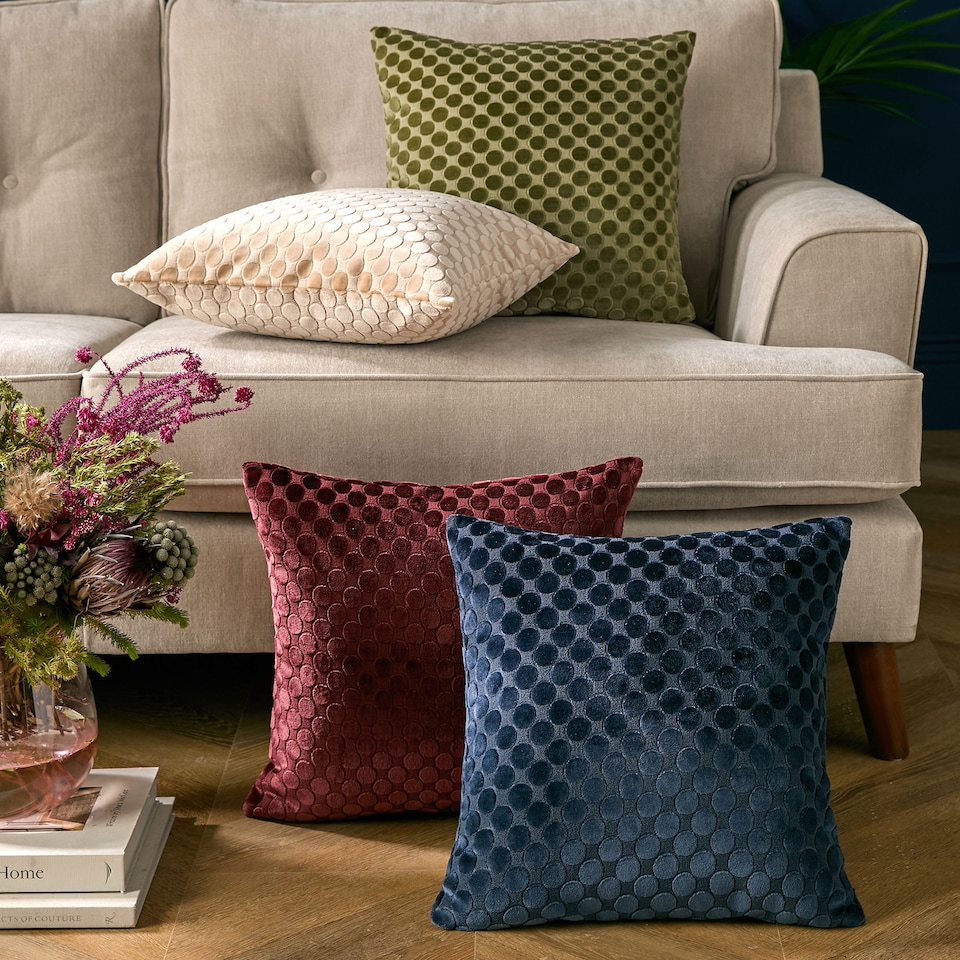 image 1 of Soiree Velvet Spot Filled Cushion Natural