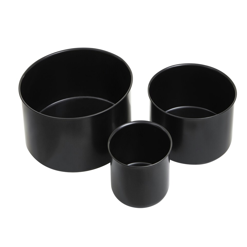 image 1 of Interiors by Premier Set of Three Round Cake Tins, Nonstick Coating Baking Tins, Black Cake Pans, Cake Tins for Everyday Use Black