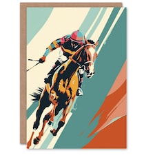 Jockey On Racehorse Animal Race Colourful Him Her Birthday Card
