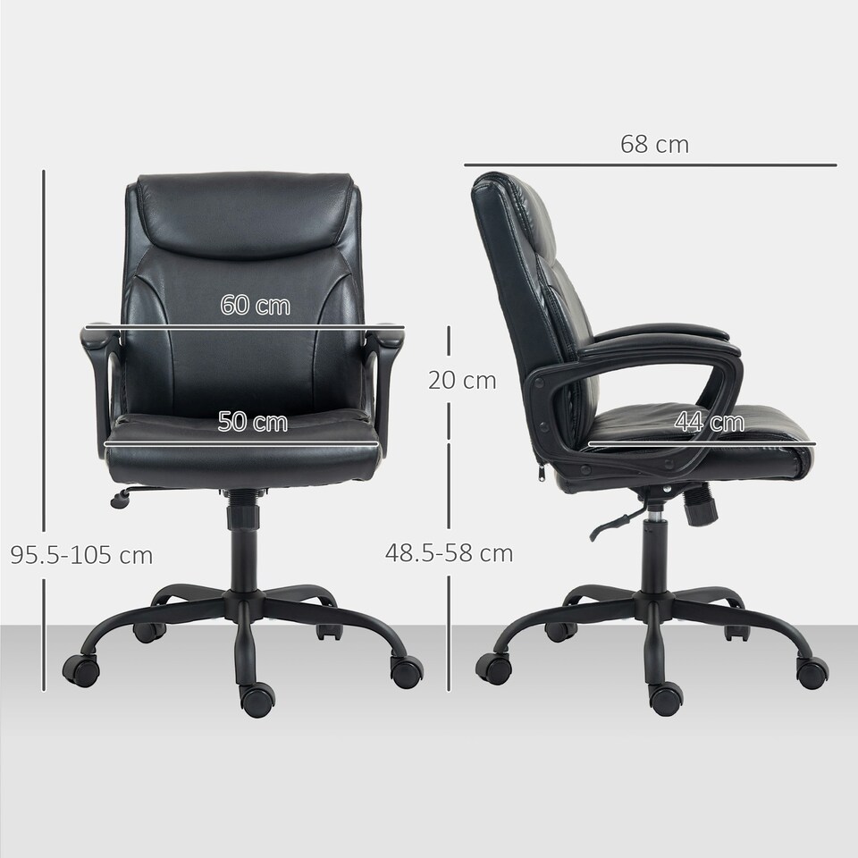 image 1 of HOMCOM Faux Leather Desk Chair with Tilt Function for Home Office Black