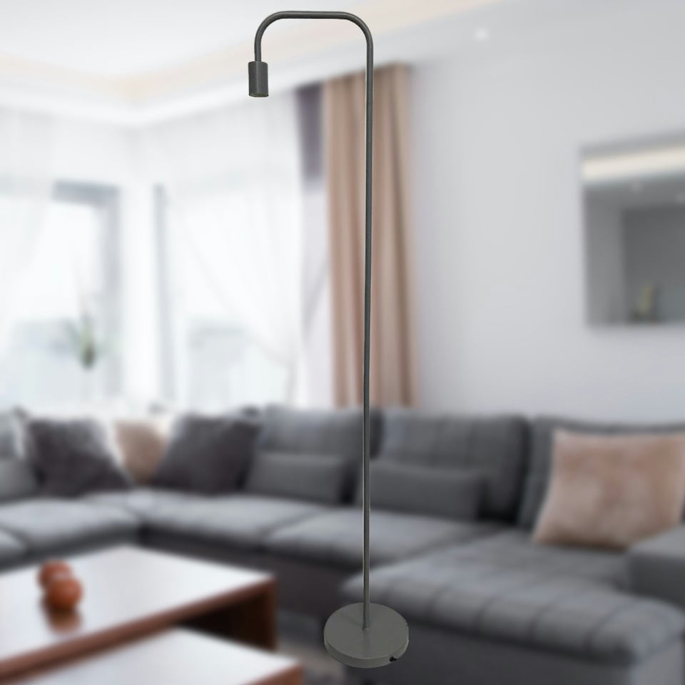 image 1 of Leroy - Grey 151cm Exposed Bulb Floor Lamp Grey