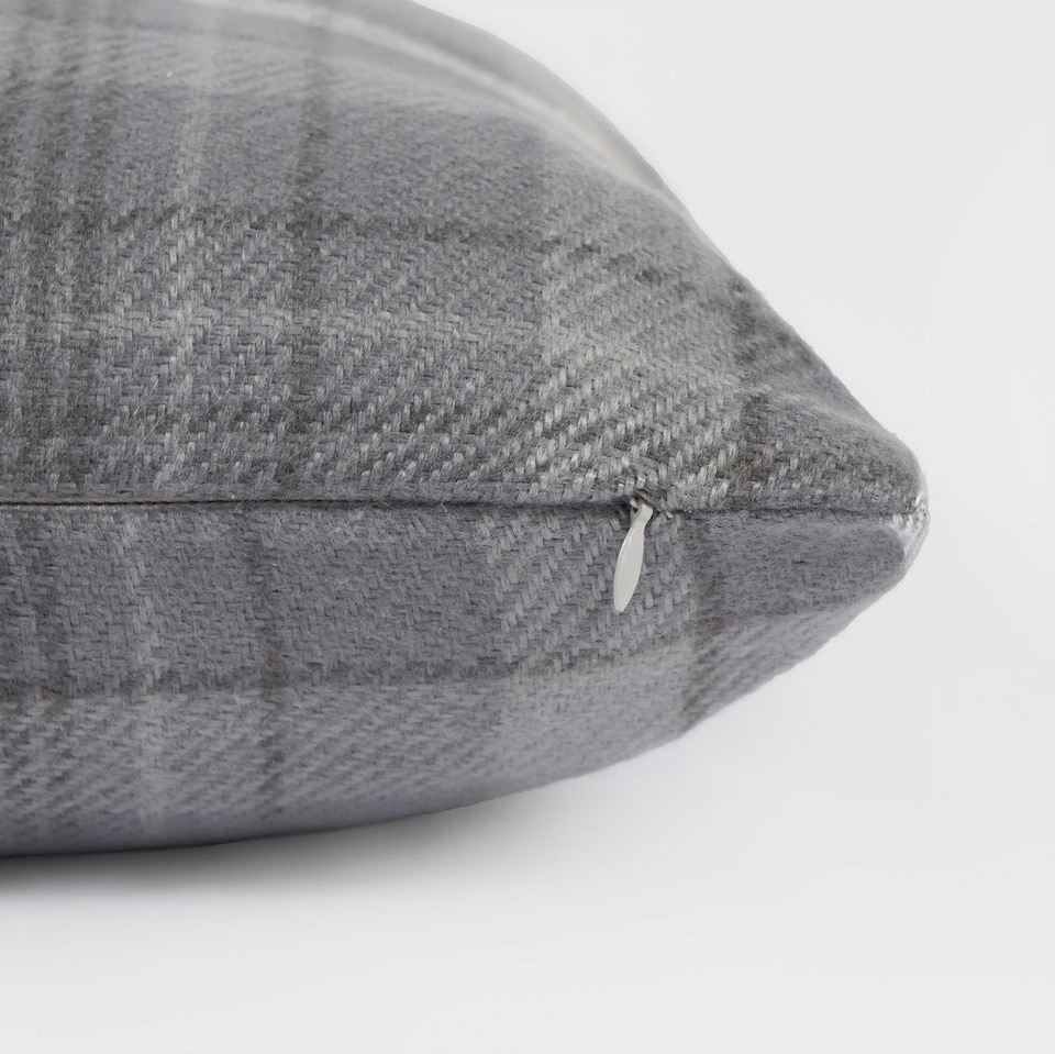image 1 of OHS 2 x Winsford Woven Check Printed Filled Cushions, 45x45cm - Charcoal
