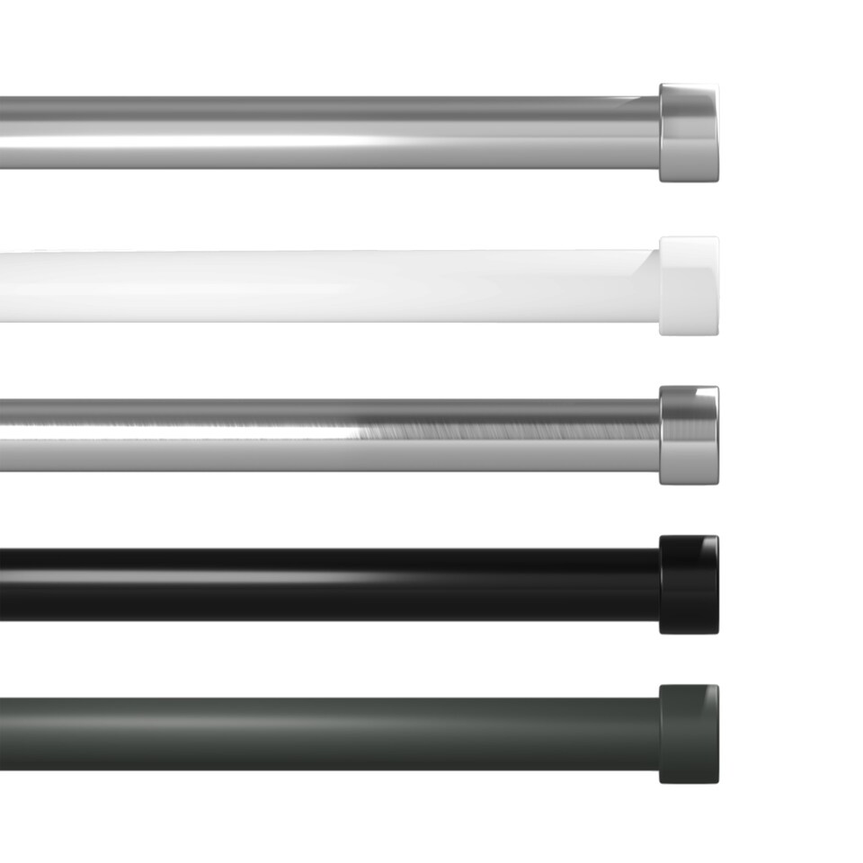 image 1 of Metal Eyelet Extendable Curtain Pole, Flat Finials 70-120cm Grey | Painted Grey