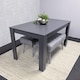 image 4 of Dining Table and  2 Velvet Benches Wood Table Dining Set Furniture