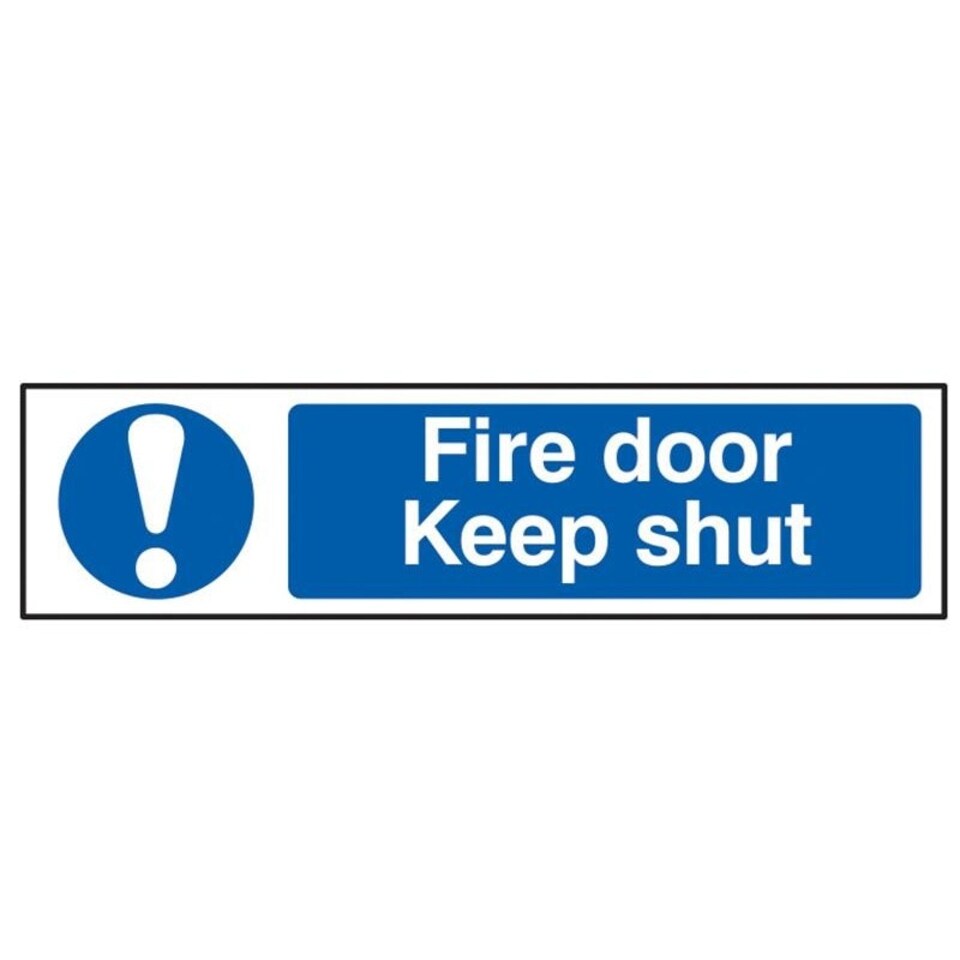 Scan Fire Door Keep Shut - Pvc Sign 200 X 50mm - Multi Colour - 200 x 50mm
