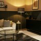 image 2 of ValueLights Tavel Brushed Gold Floor Lamp Grey Shade and Bulb