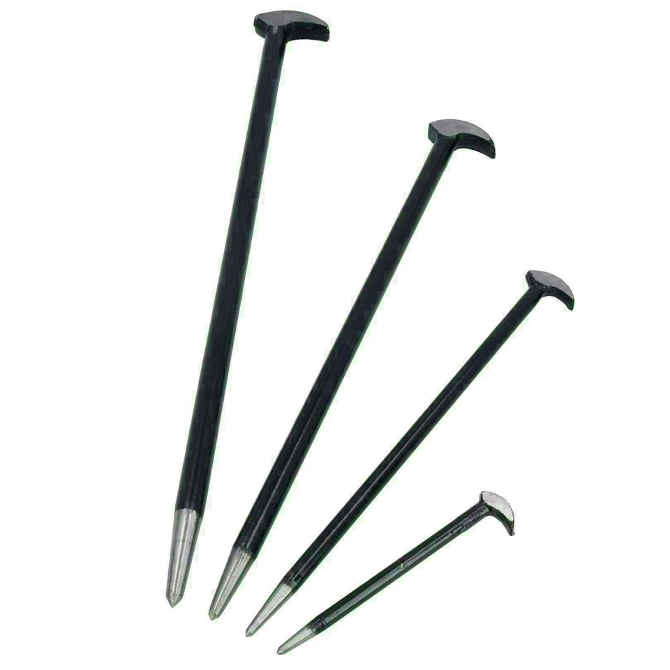 image 1 of 4pc Solid Steel Heel And Toe Pry Bar Crow Bar Wrecking Knuckle Set 6" - 20"