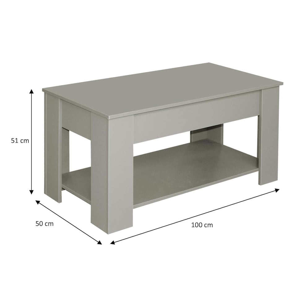 image 1 of Grey High Gloss Lift Top Storage Coffee Table Grey
