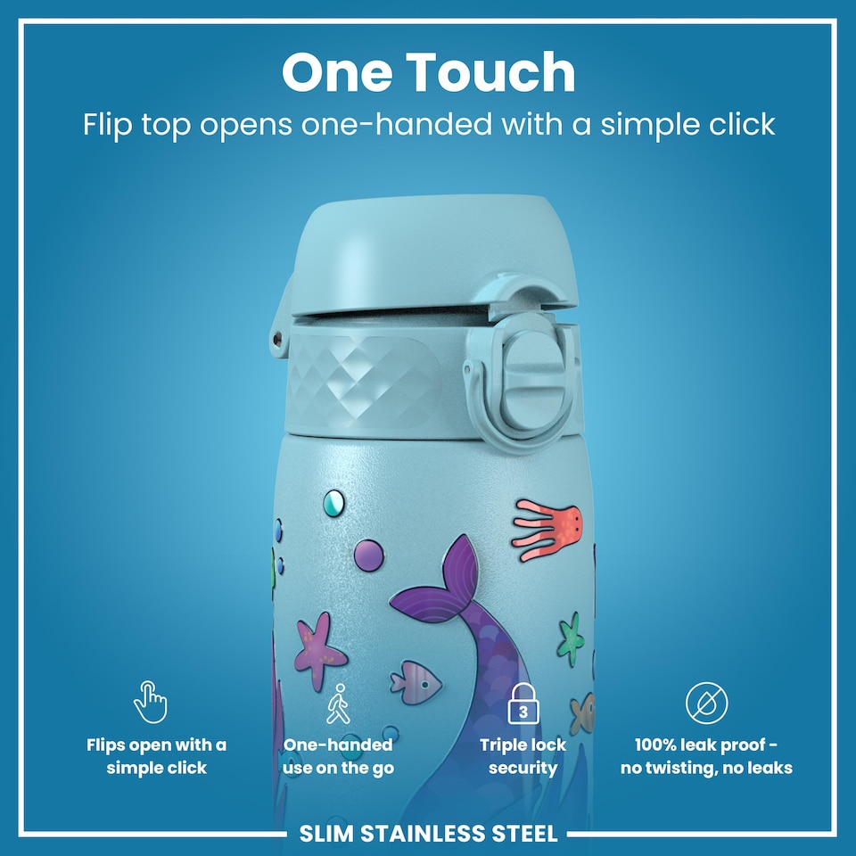 image 1 of Leak Proof Slim Water Bottle, Stainless Steel, 600ml (20oz)