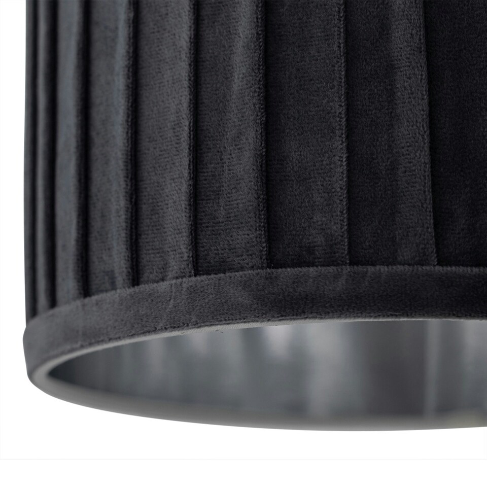 image 1 of First Choice Lighting Sundance Grey Velvet Pleated 30cm Lamp Shade with Silver Inner Grey | Silver