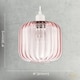 image 7 of Contemporary Soft Pink Glass Wide Ribbed Square Pendant Light Shade