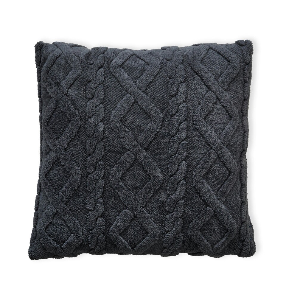 image 1 of BHS Cable Knit Cushion, Charcoal