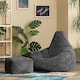 image 3 of icon Dalton Cord Adults Bean Bag Recliner and Pouffe, Ready Filled Beanbag and Footstool Grey Grey | Grey