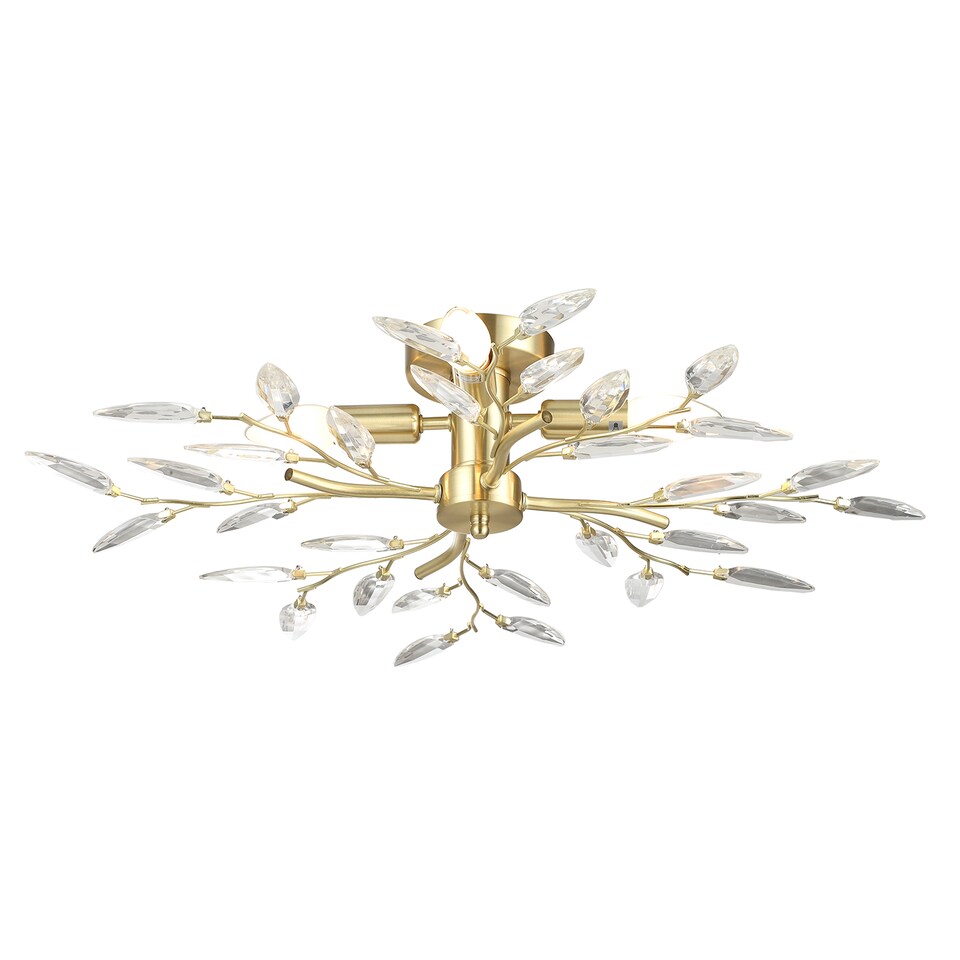 image 1 of Modern Brushed Gold Plated Branch Ceiling Light Fitting with Acrylic Leaves | Gold