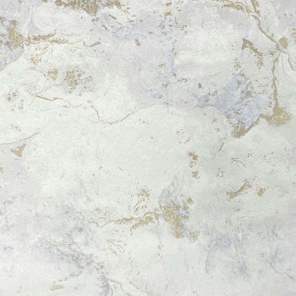 image 1 of World of Wallpaper Luxe Collection Marble Effect Vinyl Textured Wallpaper - White/Gold - 10m x 0.5m | White