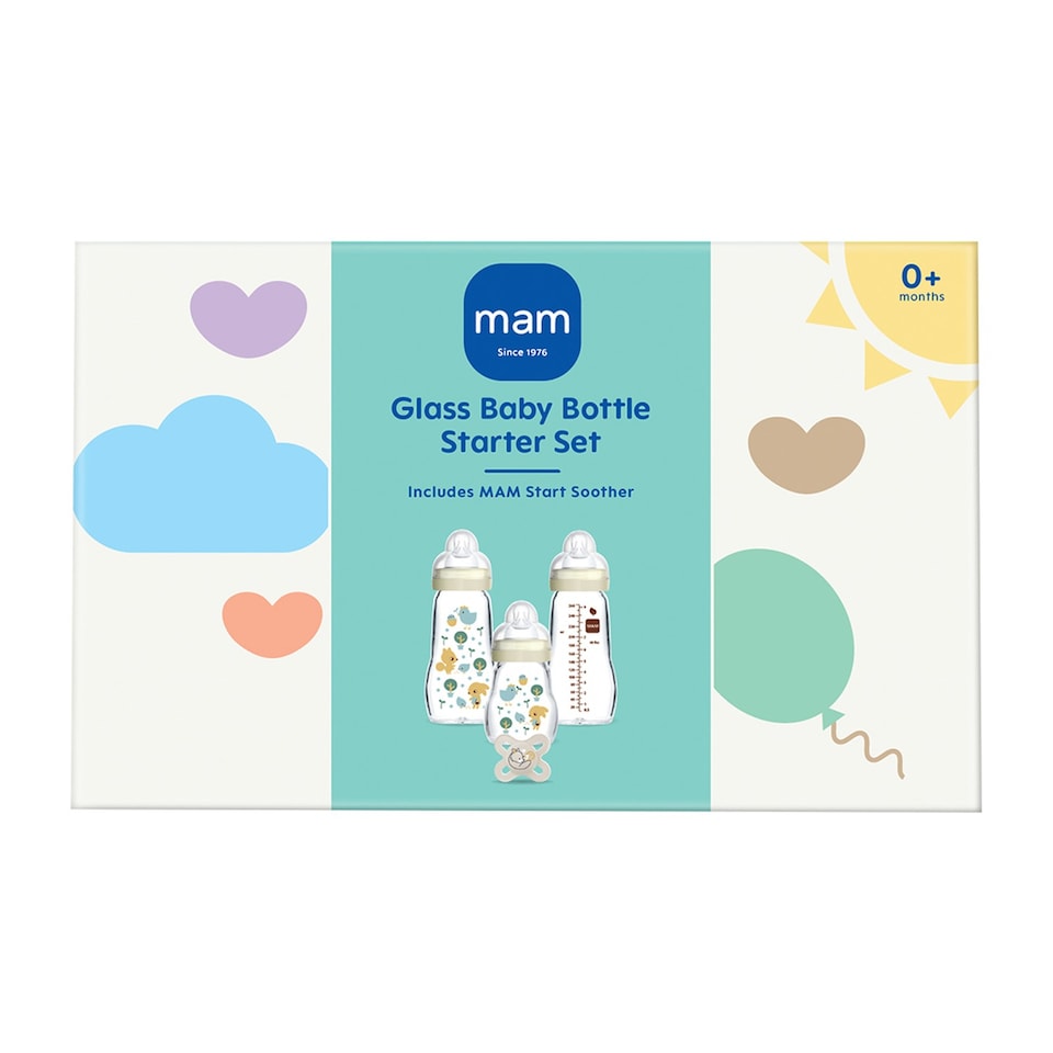 image 1 of MAM Glass Anti-Colic Baby Bottle and Soother Starter Set Suitable From Birth | Multi | Not provided