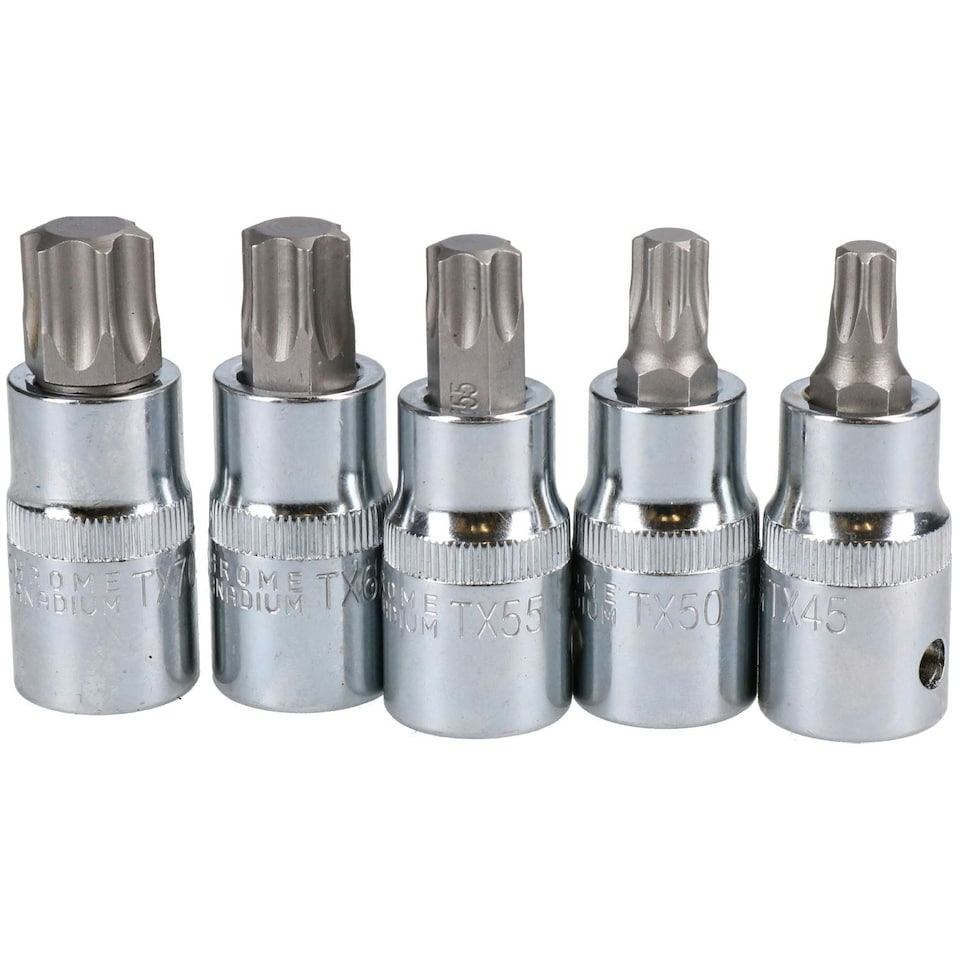 image 1 of 1/2" Drive Metric Hex Allen Male Torx Spline Triple Square Bit Sockets 15pc