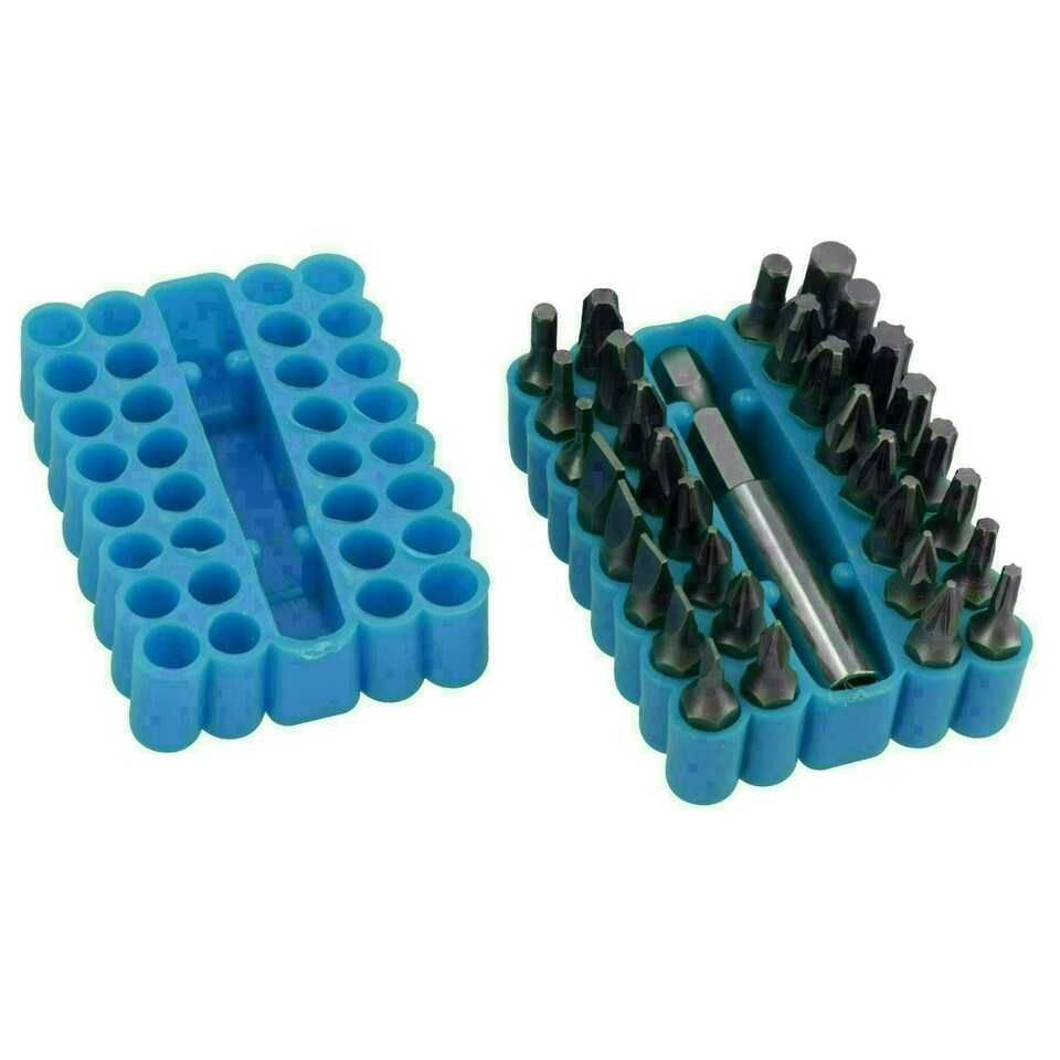 image 1 of 33pc Power Bit Screwdriver Holder Pozi Slotted Hex Torx Star Phillips Flathead