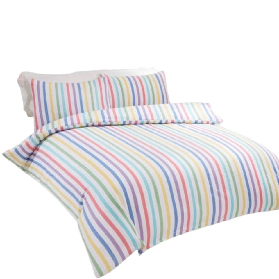 image 1 of Candy Stripe Bed Cover Duvet Cover Set with Pillowcase Multi | Super King