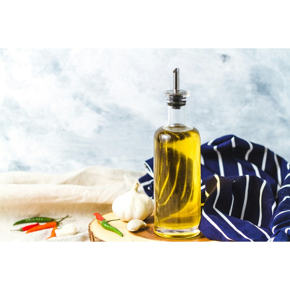 image 1 of KitchenCraft Oil Vinegar Bottle Set Clear Stoneware 450ml