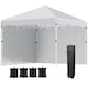 image 1 of Outsunny 3x3 (M) Pop Up Gazebo Party Tent w/ 2 Sidewalls, Weight Bags, White