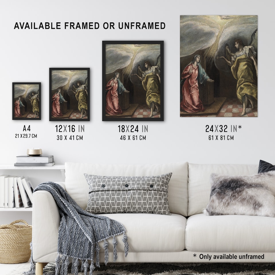 image 1 of Annunciation Archangel Gabriel and Mary El Greco Wall Art Poster Print