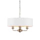 image 1 of Highclere 3 Lamp Single Shade Pendant Ceiling Lamp, Antique Brass Plate, Vintage White Fabric