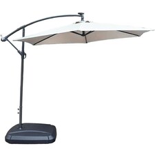 Direct Wicker Cantilever Garden Parasol Outdoor Umbrella Sunshade with Crank Handle, Light Beige | Cream