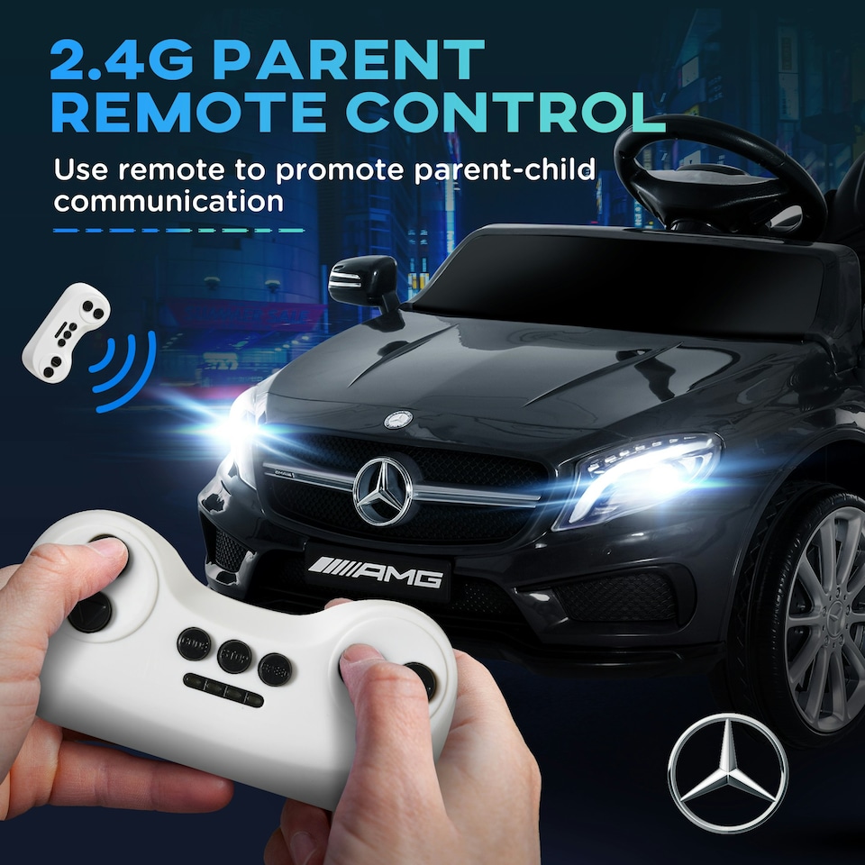 image 1 of HOMCOM 6V Licensed Mercedes Benz Kids Ride On Car W/ Remote Light Music Black