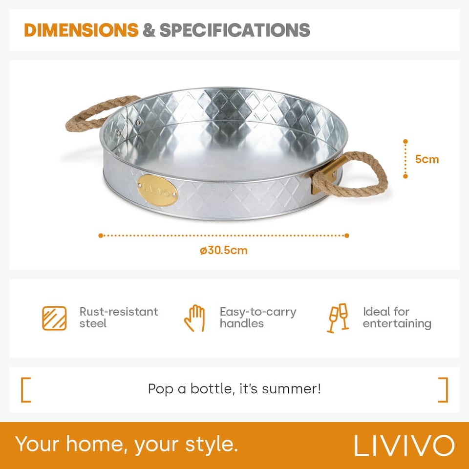 image 1 of Champagne Serving Tray Galvanised Steel