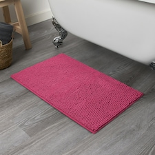 OHS Soft Microfibre Non-Slip Absorbent Noodle Chenille Bath Runner Mat Pink | Bright Pink | 45 x 75cm