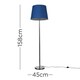 image 3 of ValueLights Modern Polished Chrome Metal Standard Floor Lamp With Navy Blue Shade