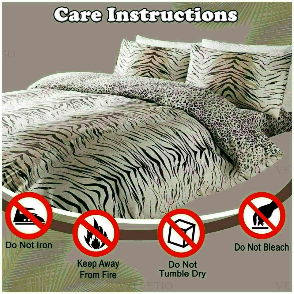 image 1 of Tiger Skin Printed Duvet Cover Set Reversible Polycotton Beddings Brown | Double