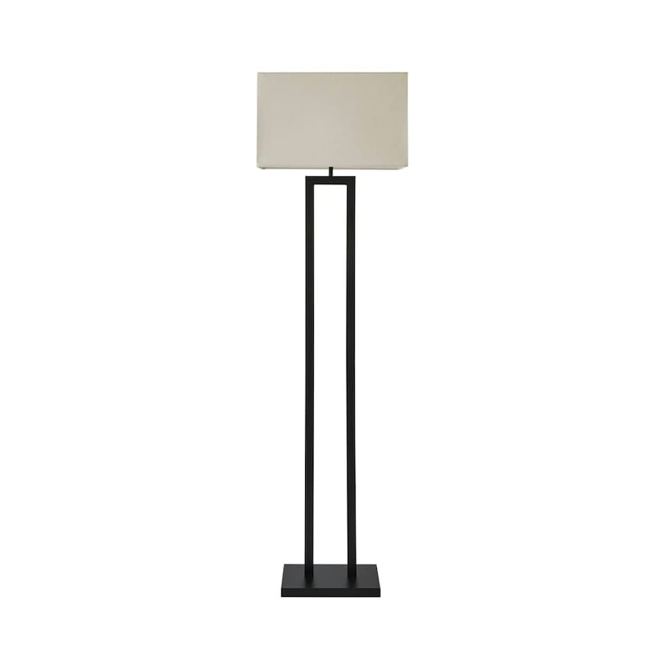 image 1 of ValueLights Gloria Black Double Stem Metal Floor Lamp with Rectangular Lamp Shade | Black