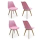 image 3 of 5PCs Dining Set - a White Halo Dining Table & Set of 4 Lorenzo Tulip Chairs with Padded Seat | Pink