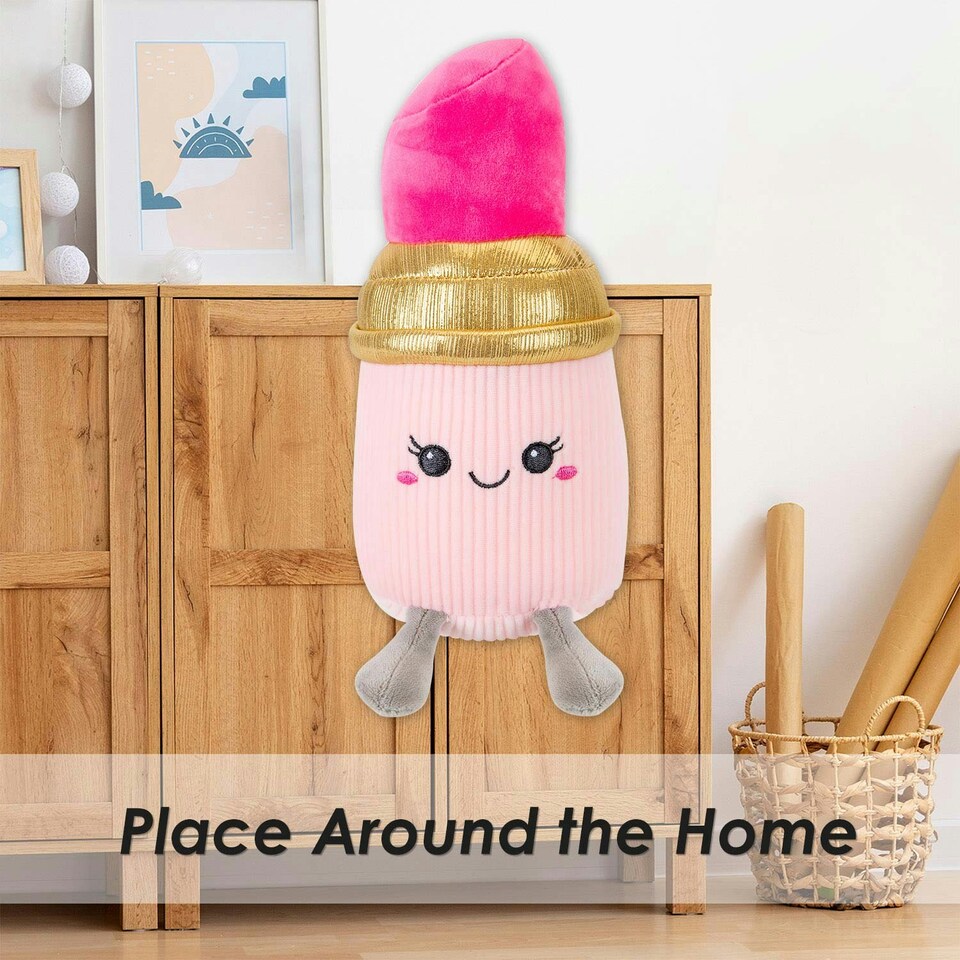 image 1 of Lipstick Soft Toy Cute Plushie Huggable Cuddly Stuffed Toy 18cm Pink