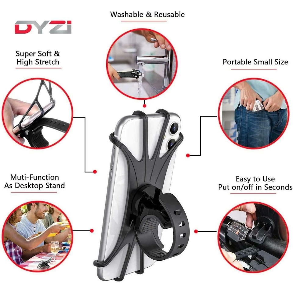 image 1 of Waterproof 360 Bike Phone Holder: Fits 4-6.5 Phones - Detachable