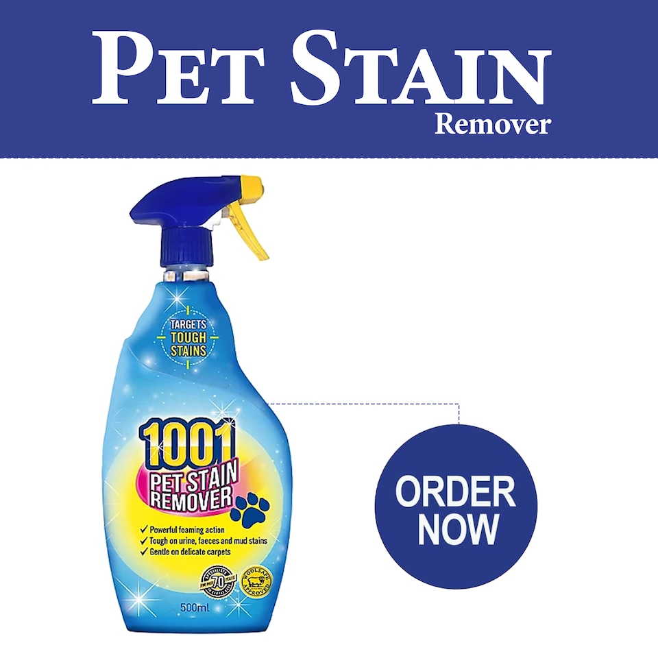 image 1 of 1001 Pet Stain Remover Spray 500ml Fast Acting Carpet and Upholstery Cleaner for Dog Cat Urine Vomit Faeces Mud Pet Stains
