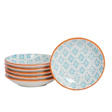 Nicola Spring Hand-Printed Sauce Dishes - 10cm - Blue - Pack of 6