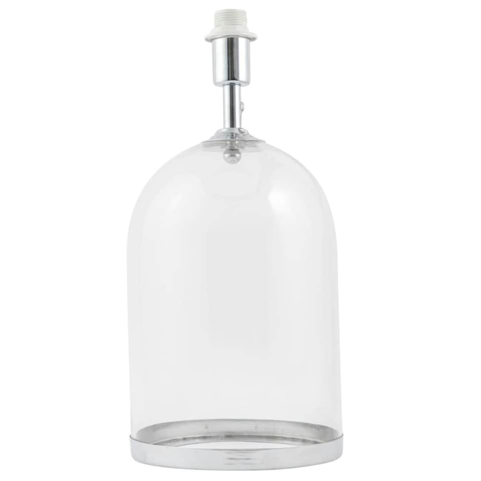 image 1 of First Choice Lighting Pair of Large Chrome and Glass Cloche Design Table Lamp Bases Clear | Chrome