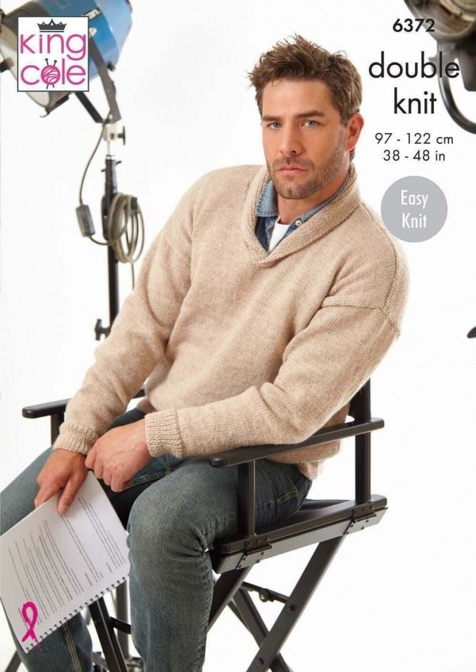 King Cole Merino Blend DK Knitting Pattern 6372, Sweaters for Men - 38 - 48 Inches - Easy