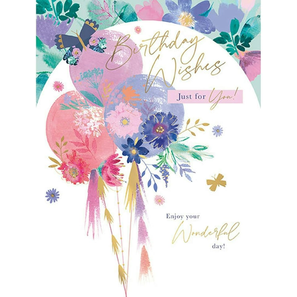 Words 'n' Wishes Traditional Open Birthday Card for a Female, Friend Birthday Card, Multi-Coloured 197 x 152 mm
