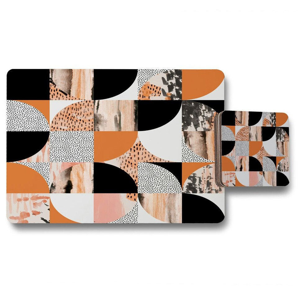 Geometric Circles in Autumn Colours (Placemat & Coaster Set)