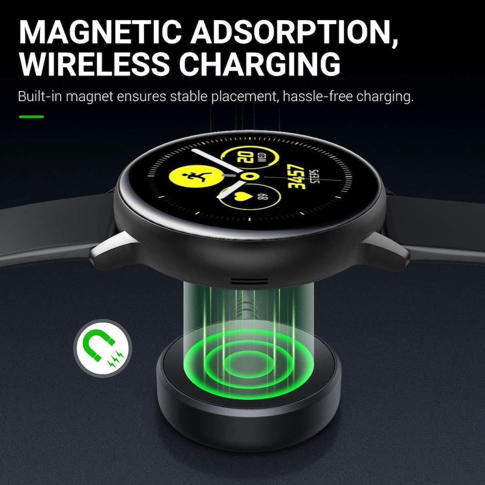 image 1 of Dyzi 2-Pack Magnetic Dock Charger Charging Cable USB-A 5V/2A for Samsung Galaxy Watch 7 6 5 4 3 Ultra FE Pro Classic Active 2/1 - Black