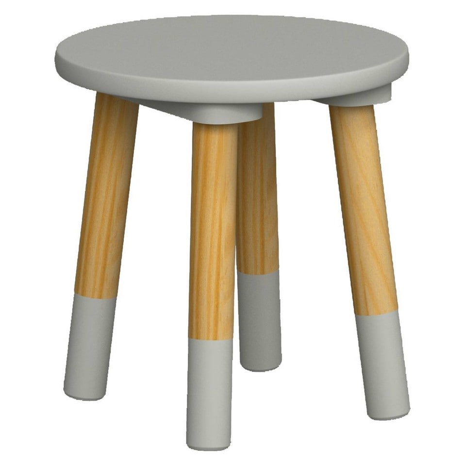 image 1 of Kids Wooden Stool Seat Round Chair Toddlers Kids Small Children Home Nursery | Multi | 2 Grey