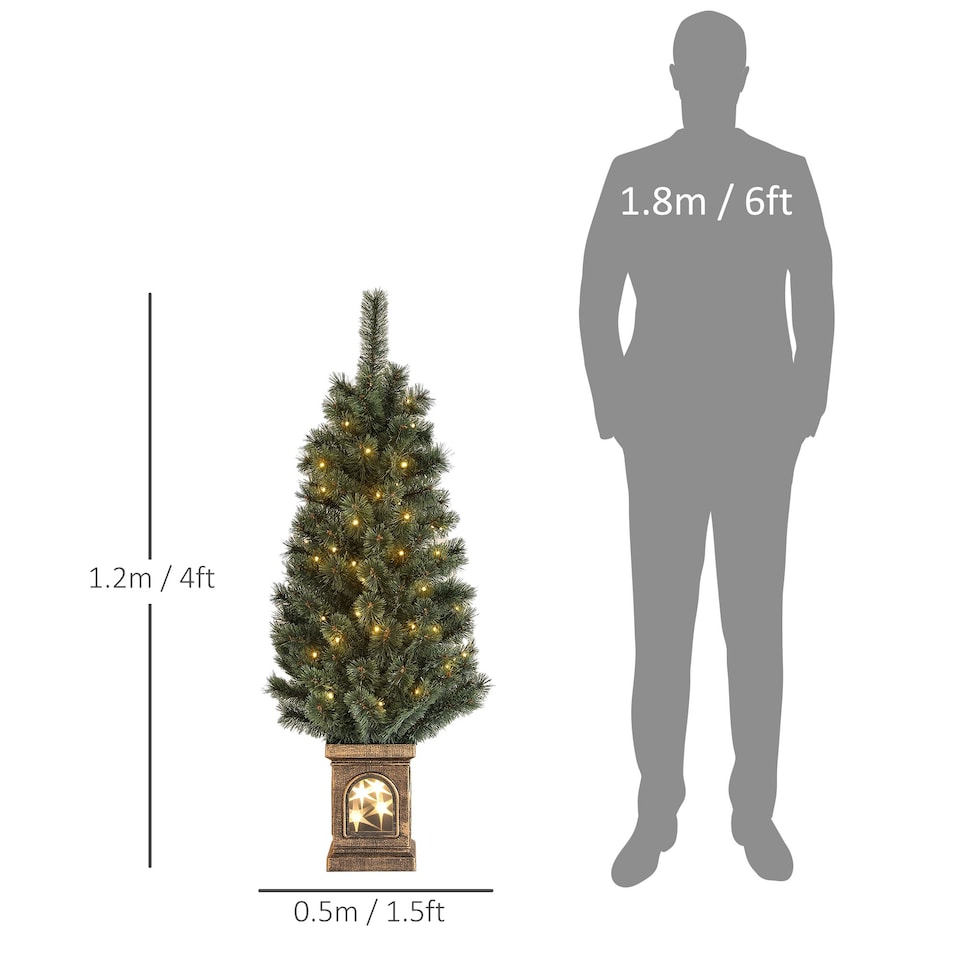 image 1 of HOMCOM 4ft Artificial Christmas Tree with 80 Warm White LED Lights Remote