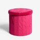 image 5 of OHS Matte Velvet Soft Round Foldable Footstool Seat Storage Organiser Ottoman Pink | Bright Pink