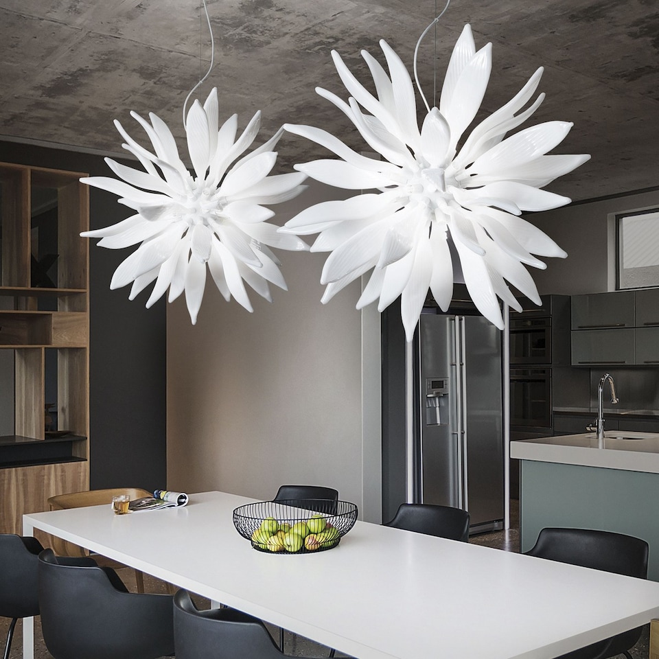 image 1 of Leaves 8 Light Medium Ceiling Pendant White, G9