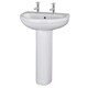 image 1 of Round 2 Tap Hole Basin Full Pedestal 550mm | White | White | 445 x 555 x 845mm